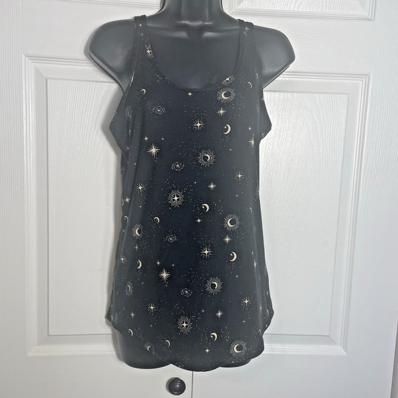 Y2K NOBO No Boundaries Tank Top Junior Large 11/13 Black Celestial Stars Moon - Picture 1 of 7